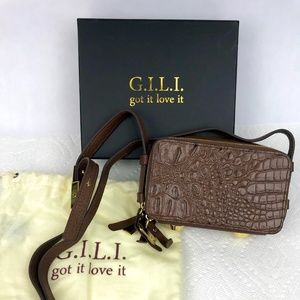 GILI Leather Snakeskin Crossbody Purse Wallet Bag